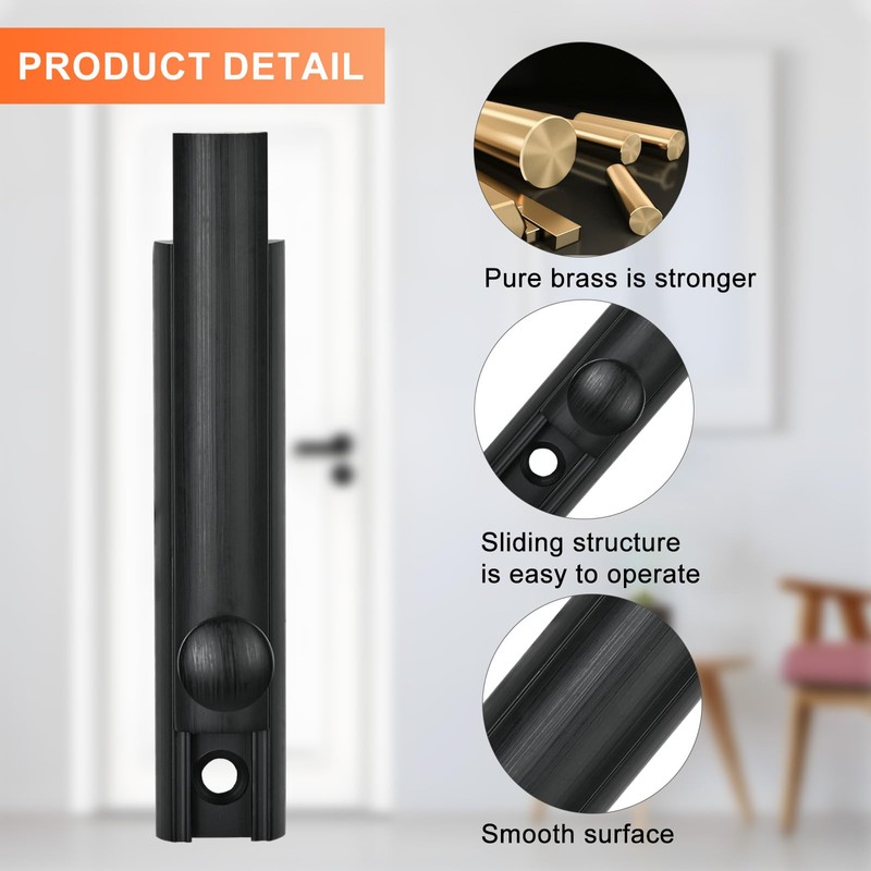 KOVOSCH 2 Pack Solid Brass Surface Bolt 3 Inch, Heavy
