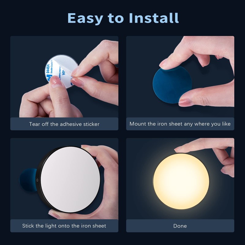 Ferswe Dimmable Touch Light, 3000K Rechargeable Touch Lights Stick on,