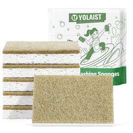 Yolaist 6 Pack Eco Sponges Washing Up - Biodegradable Washing Up Sponge - Durable Natural Dish Sponge with Non-scratch Scouring Pads