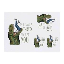 Azeeda 4 x 'Lustiger Dinosaurier, der Mann isst' Temporäre Tattoos - Wasserfest, Hautfreundlich & Ungiftig · Transfers in Verschiedenen Größen (TO00060016)