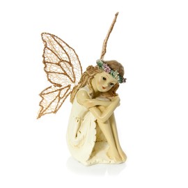 Mousehouse Gifts Charming Fairy Ornament Figurine with Golden Glitter Wings (Sitting Fairy)