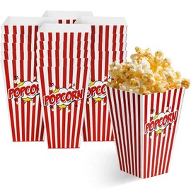 MATANA 150 Large Popcorn Boxes, 9x17cm - Red & White Striped Retro Design - Theatre, Cinema, Fun Movie Nights, Sleepovers, Kids’ Parties, Birthdays