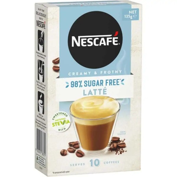Nescafe 98% Sugar Free Latte Sachets 10 pack