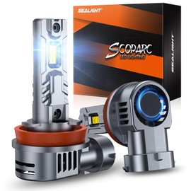 SEALIGHT H9/H11/H16 Fog Bulbs 36000LM Extra Wide View, 6500K Cooling Fan 1:1 Stock Bulb Size H11 Bulbs For ATV, Plug-N-Play, 2 Pack
