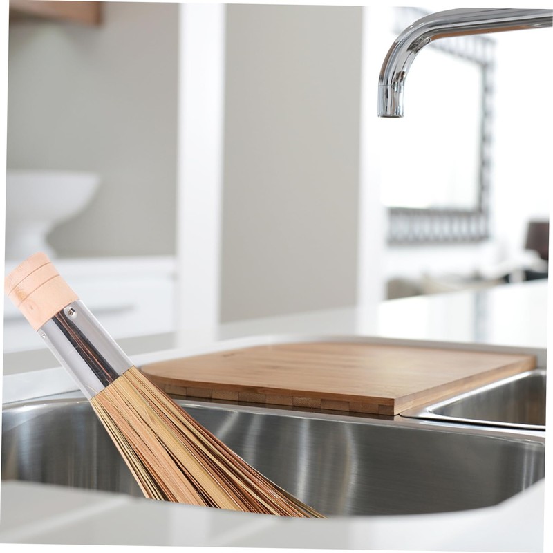 TOVINANNA 2pcs Bamboo Pot Scrub Brushes with Long Handles Durable