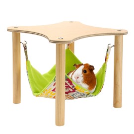 Guinea Pigs Hammock with Natural Wooden Stand - Hanging Hammock Bed for Piggies Chinchilla Hamster Bunny Ferrets Hiding Sleeping