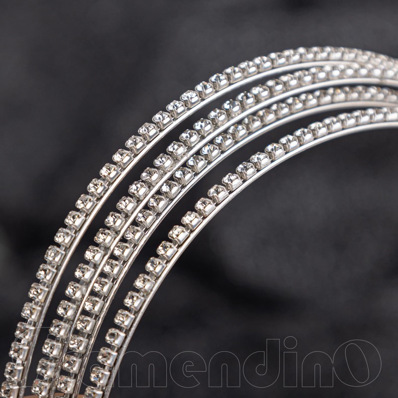 Framendino, 4 Pack Metal Thin Head Bands Sparkly Skinny Crystal