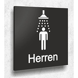 Door Sign Shower Men Sign Black Matt UV Print 12 x 12 cm - 3 mm Aluminium Composite - Made in Germany Item No. A 2021