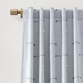 Lush Decor Boho Stripe Clip Jacquard Window Curtain Panels Blue/Navy Pair 42" W x 84" L - Woven Eyelash Drapes for Living Room Bedroom