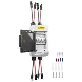 Pjerjzn Solar Panels Disconnect Switch 16A 400VDC PV Shut Off Switch Outdoor 2 String Circuit Breaker Box IP66 Waterproof UV-Proof