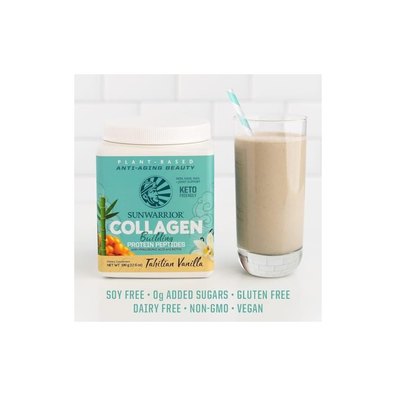 Sunwarrior Collagen Building Protein Peptides, Tahitian Vanilla, 500 g