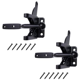 Pair of Self Locking Gate Latch Automatic Gravity Lever for Wood Fence Gate Door Latches, Left and Right (Ordinary)