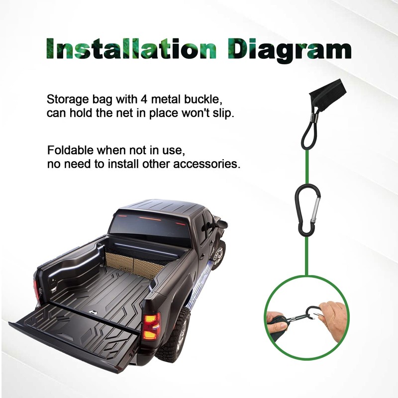 Cargo Net for Pickup Truck Bed, Elastic Mesh Net Organizer
