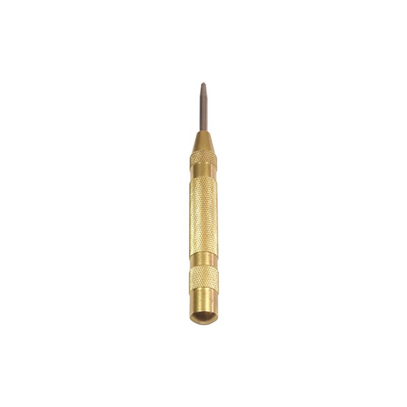 HTS 102A9 5" Brass Automatic Center Punch With Hardened Steel
