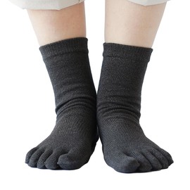 Itokashi Women's Socks, 5 Toes, Washi, Made in Japan, Deodorizing, Antibacterial, Breathable, Stylish, Simple, Gift, Lightweight, charcoal