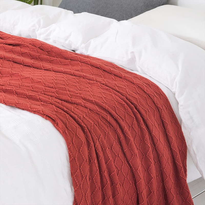 BOURINA Textured Solid Soft Sofa Throw Couch Cover Knitted Decorative