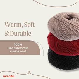 Yarnalia Wooly Merino Worsted Weight Yarn for Knitting - Ultra-Soft, Unscratchy | Composed of Superwash Merino Wool - Expertly Spun for Durability, Easy Care (2-Pack, 100g/219yd Each, Lavender)