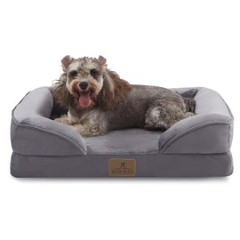 Bedfolks Orthopedic Dog Bed Extra Small, Waterproof Dog Sofa Bed for Small Dogs & Cats, Egg Foam Pet Couch Bed with Removable Washable Cover and Nonslip Bottom, Dark Grey