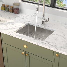 Mocoloo 23 Undermount Bar Sink - 23x18 Inch Stainless Steel Kitchen Sinks 16 Gauge Single Bowl 10'' Deep Undermount Laundry Room Sink Handmade Basin Round Corner