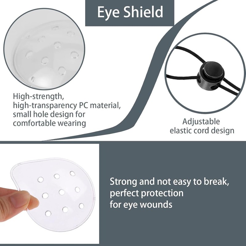 3 Pcs Transparent Ventilated Eye Patches,9 Hole Protective Eye Shield