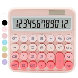 Gradient Pink Calculator, Standard Calculator 12 Digit with Large LCD Display and Big Buttons,Pink Office Accessories for Women Desk,Cute Calculator for Office,School, Home,Business(Meat Pink)