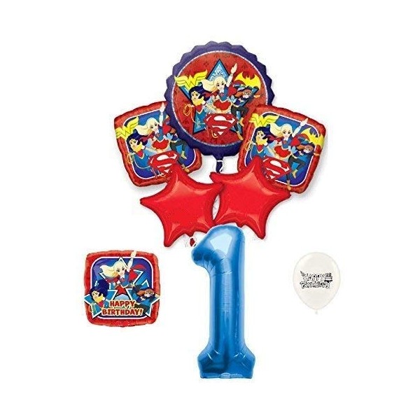 Blue Number 1 DC Superhero Girls Birthday Bouquet of Balloons