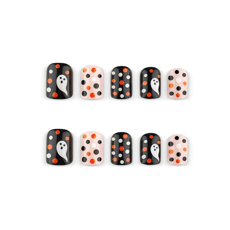 Halloween Polka Dots Press on Nails Short Square Fake Nails