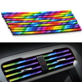 Car Air Vent Decoration FaJoek Pack of 10 20 cm Car Air Outlet Decoration Strips, DIY Car Interior Strips, Car Styling Ventilation Grille Trim Universal (Colour)