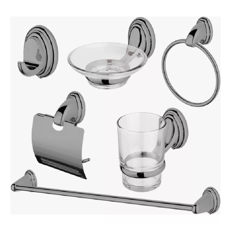 Roalflux Juego De Accesorios Para Baño Plateado 6 Piezas Roalflux
