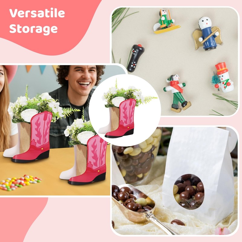 Homaisson 24 Pcs Cowboy Boot Paper Bags, Western Cowboy Cowgirl