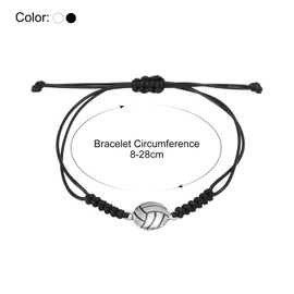 PATIKIL Volleyball Bracelets, 2 Pcs Volleyball Gifts Braided Wristbands with Volleyball Beads for Teenagers, Adults, Black White