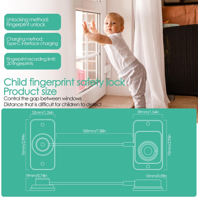 Lhdfyqt Fridge Lock with Fingerprint, Baby Cupboard Lock, Window Lock,