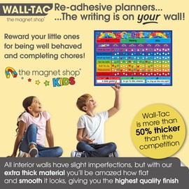 WallTAC Star Chart Wall Sticker for Recognising and Inspiring Good Behaviour in Toddlers, Kids, Boys, Girls | with 4 Magnetic Coloured Dry Wipe Pens and Eraser! (Rainbow, A3 Star Chart)