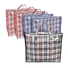 ANSIO Large Laundry Bags Pack of 5 Storage Bags Reusable Laundry Bags with Zips Ideal for Moving House Clothing & Wardrobe Storage (60L x 25W x 50H cm) Assorted Colors