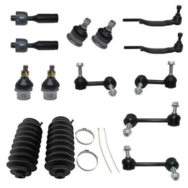 Detroit Axle - 16mm Threads Front Ball Joints Sway Bars Tie Rods w/Boots Replacement for Chevy Trailblazer GMC Envoy Olds Bravada - 14pc Set