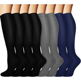 Graduated Copper Compression Socks for Men & Women Circulation 8 Pairs 15-20mmHg - Best for Running Athletic Cycling