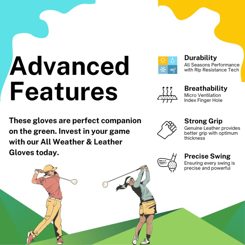 H-Cube All-Weather Microfiber Golf Gloves Men Right Handed Golfer Medium