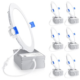 Ensenior 6 Pack 6 Inch LED Recessed Light, Dimmable, 5000K Daylight, 1200LM High Brightness, 12W 120V, 2 Pin, ERL-12X-ETL, Damp Rated, Ultra-Thin Canless Wafer Ceiling Light - ETL & FCC & IC