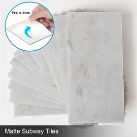 BeNice Matte Bathroom Backsplash Peel and Stick Subway Tile Stickers Waterproof,Stick on Backsplash for Kitchen Wall Individual Tiles 3.85INx7.79IN (Light Gray,23PCS)