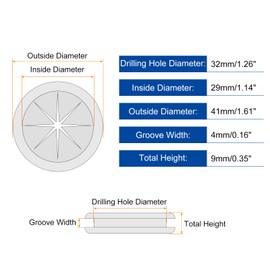 sourcing map 6Pcs Rubber Grommets 1-1/8"(29mm) ID 1-1/4"(32mm) Drill Hole Double Sided Firewall Hole Plugs Round Electrical Wiring Gasket, Black