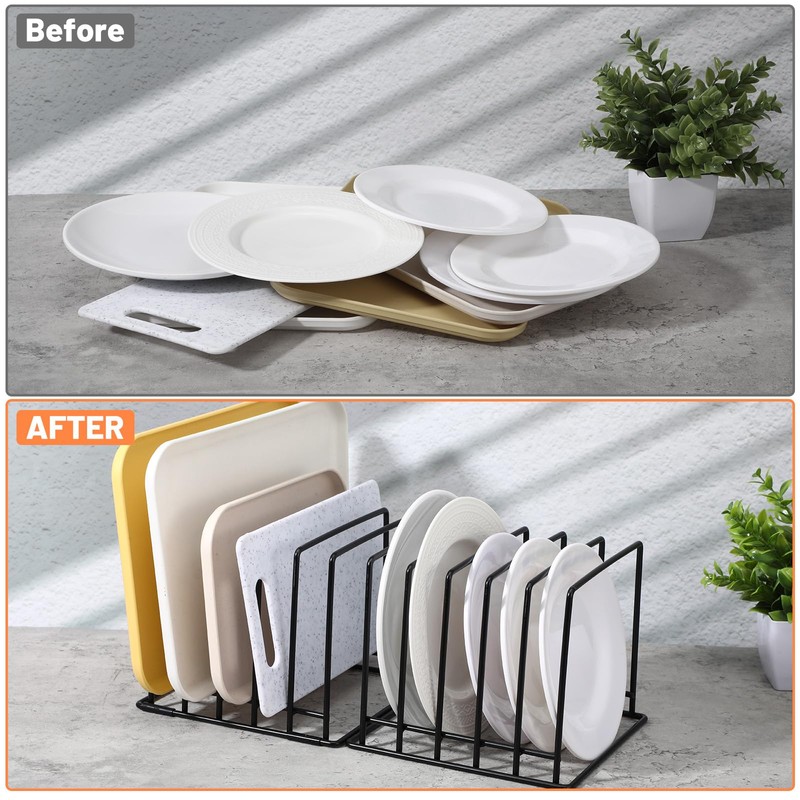 2 Pack 5-Slot Baking Sheet Organizer Rack, Heavy Duty Steel