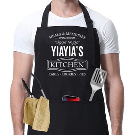 Yiayia's Baking Apron - Gift Yiayia's Kitchen - Meals And Memories Apron - Baking And Cooking Chef Apron - Gifts Idea For Birthday - Christmas - Mothers Day - Thanksgiving Day
