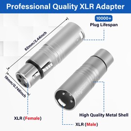 Togconn XLR Microphone Adapter 2 Pack, 3-Pin XLR Male to Female Mic Audio Extension Connector Converter for Speaker,Mixers,Studio Equipment- Durable Metal Construction