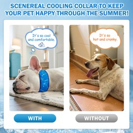 SCENEREAL 2 Pack Dog Cooling Bandana Neck Wraps, Instant Chill Pet Bandanas for Summer Hot Weather, Adjustable Reusable Ice Scarf Bib Gel Cooler for Small to Large Dogs Indoor Outdoor, Blue S