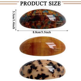 3 PCS Acetate Hair Barrette,Large Vintage Hair Barrette for Women,French Tortoise Shell Hair Clips Vintage Snap Hair clips Accessories Gifts for Women Girls Thick Hair
