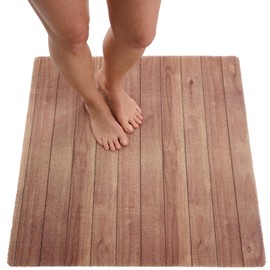 Square Shower Mat - Non Slip Shower Mats for Inside Shower - Extra Large 31x31 Shower Floor Mat Non Slip - Square Bath Mat for Shower - Secure Anti Slip Loofah Shower Bath Mat (31x31 Wood Teak)