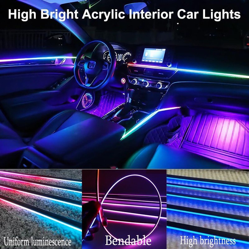Acrylic Interior Car LED Lights with Remote and Wireless APP