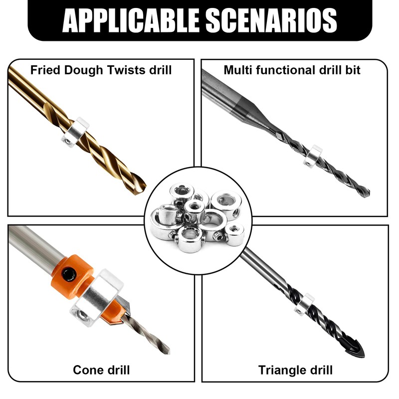 9 Pieces Depth Stop Rings Set, Drill Depth Stop, Precise
