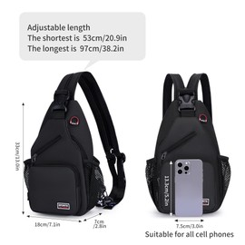 O-TBOST Crossbody Sling Bag Casual Chest Bag for Men Women Lightweight Durable Travel Hiking for Daily Use (black, Small)