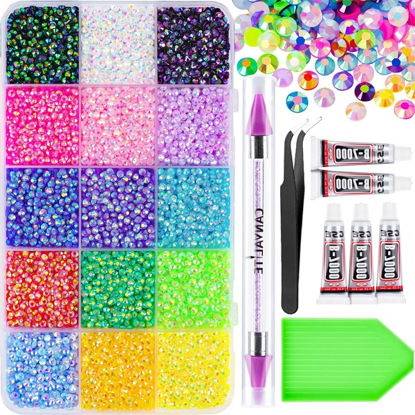CANVALITE 18000Pcs Resina Jalea Diamantes De Imitación Para Manualidades, Multicolor